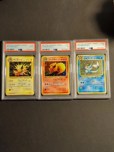 Pokemon TCG Japanese Jungle Eeveelutions Trio PSA 3, 4, & 5 Sequential
