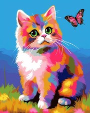 Paint by Numbers DIY Acrylic Painting Kit 20 inches 16 inches, Cute Cat