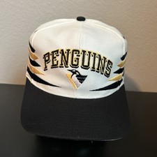 Vintage 90s Pittsburg Penguins Logo Athletic Diamond Cut NHL SnapBack Cap Hat