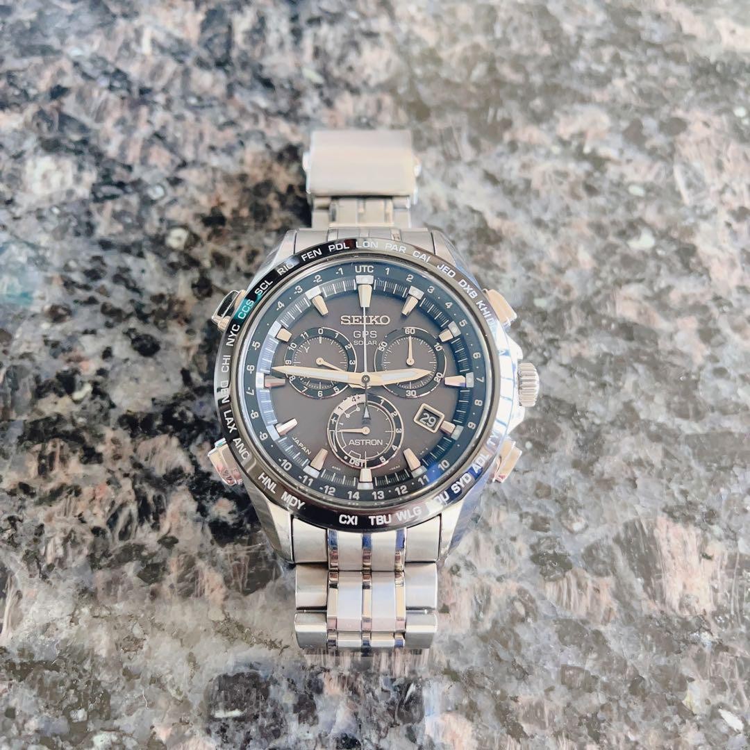 SEIKO ASTRON GPS Radio Solar Date Men's Watch Titanium/Ceramic