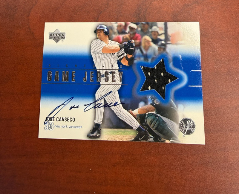 2001 Upper Deck Jose Canseco Auto Game Used Jersey Yankees Autograph Relic RARE