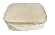 New Cosmetic Bag Beige Nylon Multi Compartments Large Chic Carry All