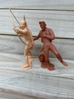 2 Vintage Louis Marx Figures 6" Cowboys & Indians Plastic Action War 1964