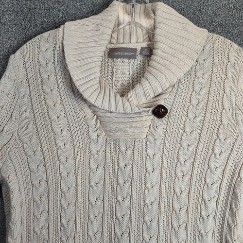 Croft & Barrow Womens Sweater Shawl Cable Knit Long Sleeve S Ivory Pullover - Picture 3 of 11