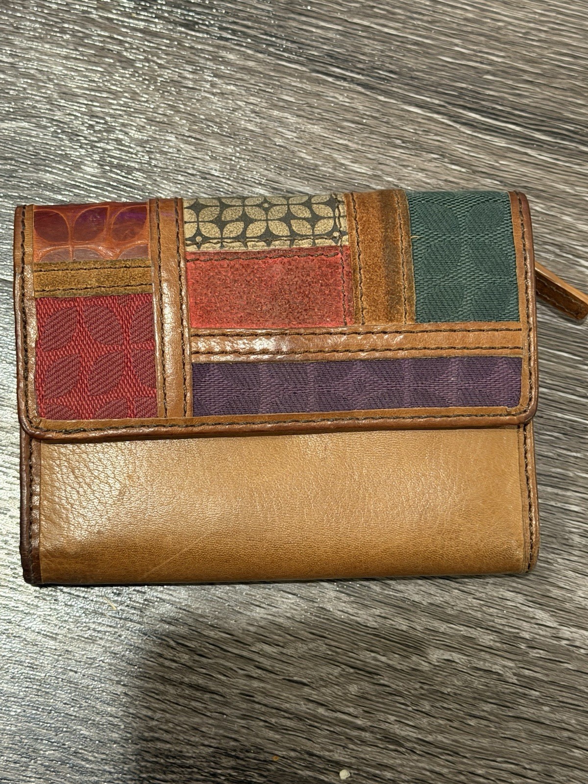 Fossil Women's Leather Wallet Vintage Patchwork