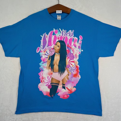 Gildan Nicki Minaj T-Shirt Unisex XL Blue Pinkprint Tour Graphic Rap Tee Y2K 90s