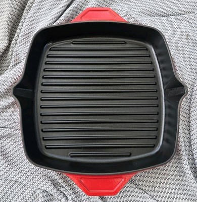 Le Creuset Square Griddle #30 Red 12'' Double Spout Enamel CAST Iron France