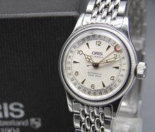 CLA'd N MINT w/Box Paper Vtg ORIS Big Crown Pointer Date 7400C 32mm AT Men Watch