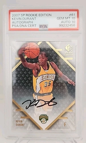 2007-08 SP Rookie Edition #61 Kevin Durant RC Signed AUTO PSA 10 Auto 10