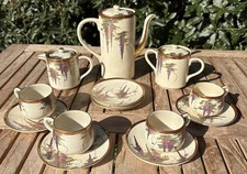 Antique Meiji period Japanese Satsuma Autumn Coffee set 19th c Wisteria