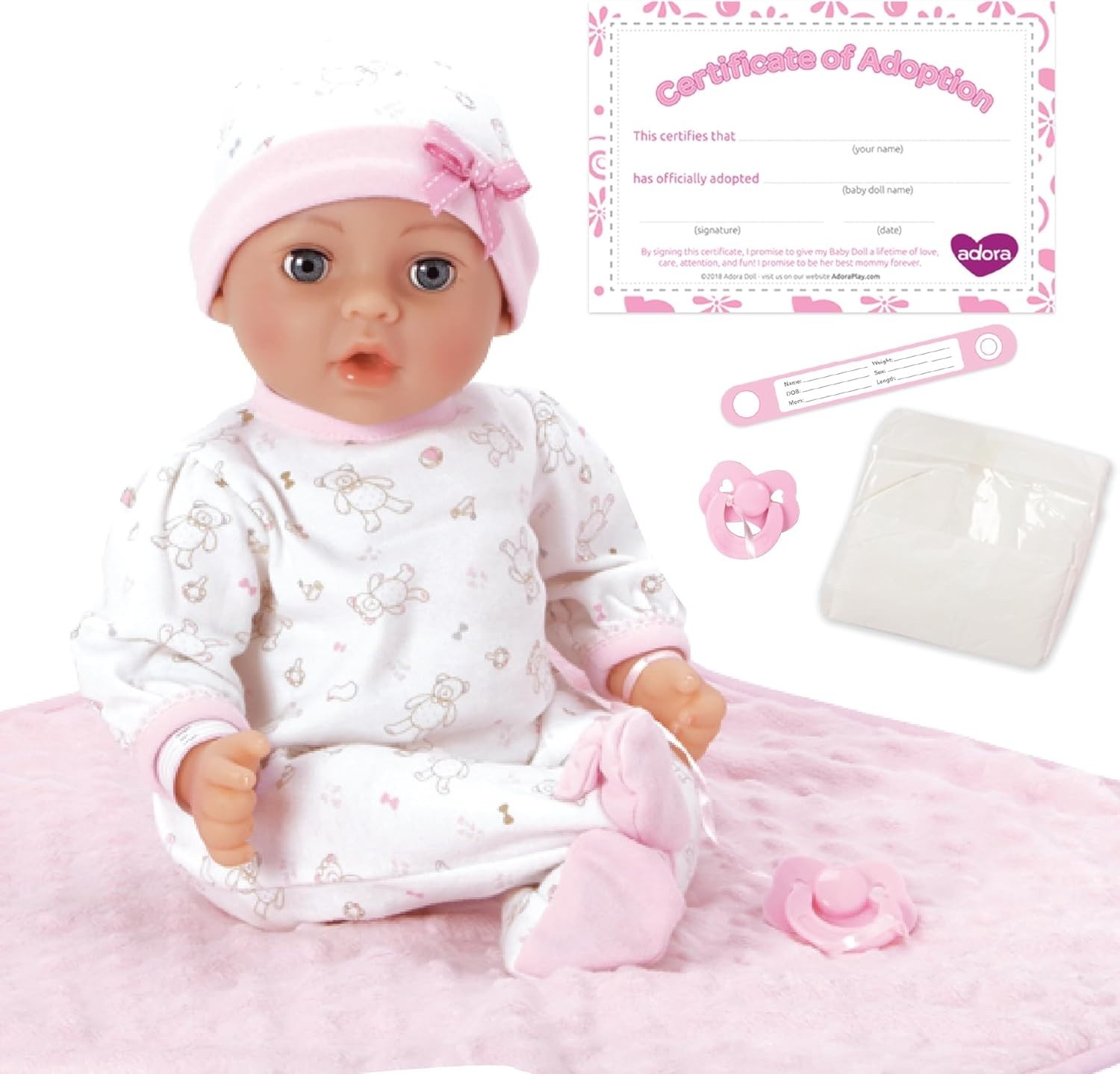 Adora 16 Inch Girl Baby Doll with Accessories Pink Matching 