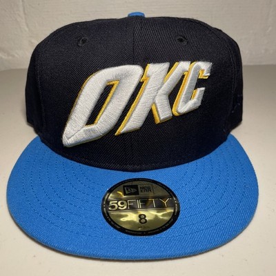 New Era 59FIFTY Oklahoma City Thunder Hat Size 8 OKC NBA Fitted Blue Black NWT
