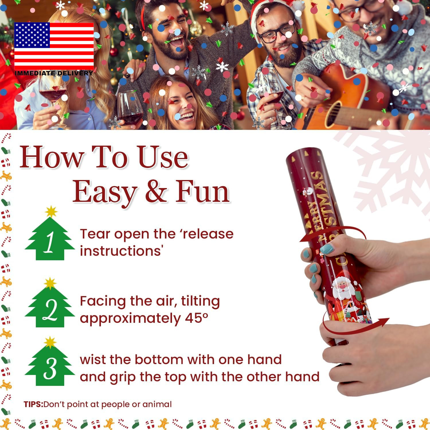 Confetti Cannon Christmas Multicolor Party Poppers 2 Pack Confetti Popper 12 Inc