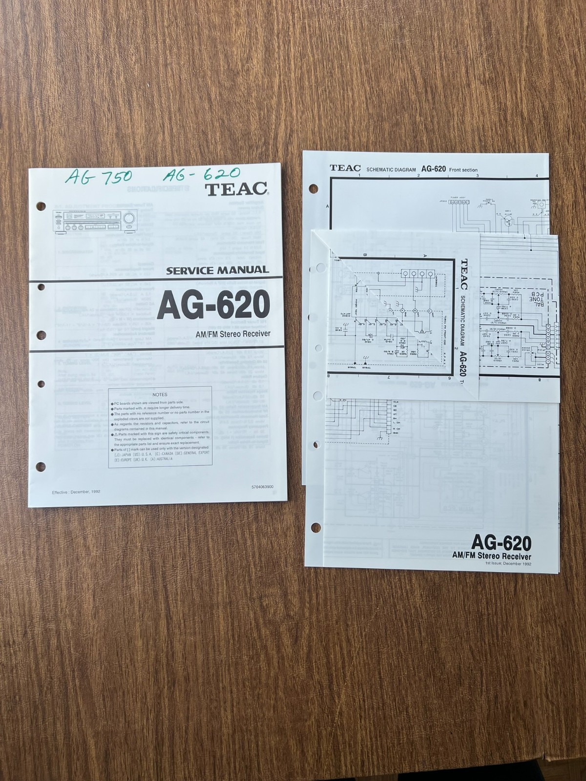 Original TEAC AG-620 Receiver Service Manual / Schematics