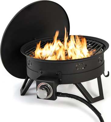 Portable Propane Fire Pit, 17'' Small Outdoor Fire Bowl W/Foldable Legs, round Fi