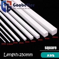 ABS Plastic Square Rod Solid Bar for Model Building DIY 250mm Length 1mm to 10mm