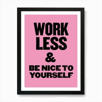 Work Less Letterpress Holzschnitt Pin gerahmt Wandbild Poster Leinwanddruck Bild