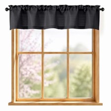Valance for Windows - Light Filtering Faux Linen 60"W x 12"L Pack of 1 Black
