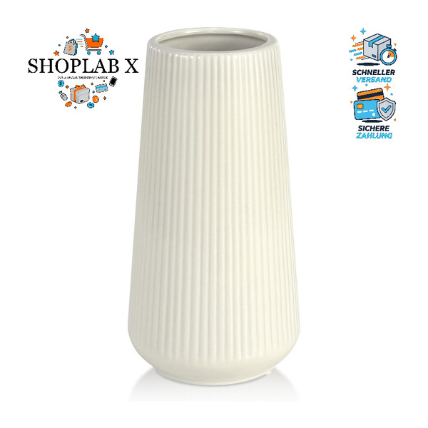 Keramik Vase Beige Dekorativ FüR Blumen Pampasgras Modern Klein Wohnzimmer BüRo-image