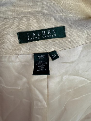 Lauren Ralph Lauren 4 Knopf High Rock Calypso Sand 100% Leinen Damen Blazer 20W - Bild 4 von 6
