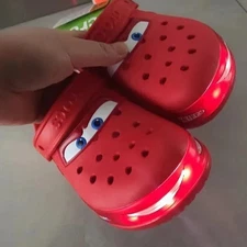 NEW Kid’s LIGHT-UP Lightning McQueen Croc NWT Kid Shoe Clog Disney C8-J3 Sizes