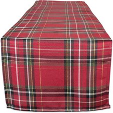 Chic Metallic Fabric Table Runner 14x108 - Red Tartan Plaid for Festive Tables