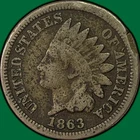 1863 Indian Head Cent Very Good VG Coin, Corrosion #40981