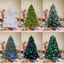 Artificial White/Green Christmas Tree With Lights Pine Holiday Home Xmas Decor