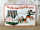 VINTAGE MOUNTAIN DEW 6 PACK SODA POP GASOLINE OIL PORCELAIN GAS DIE-CUT  SIGN