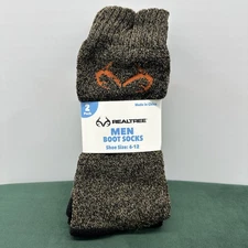 2 Pair Realtree Mens Boot Socks Shoe Size 6-12