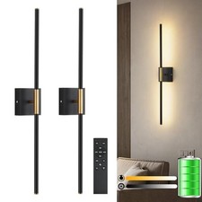 Battery Operated LED Wall Sconces Set of 2, 3000K-6000K Dimmable Rechargeable