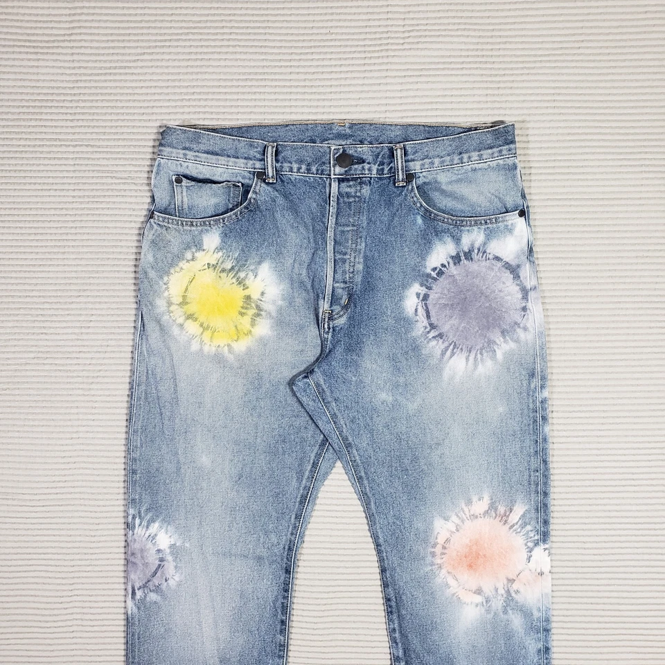 Мужские джинсы John Elliott The Kane 2 34 Shibori Bloom на пуговицах сделано в Японии - Изображение 4 из 4