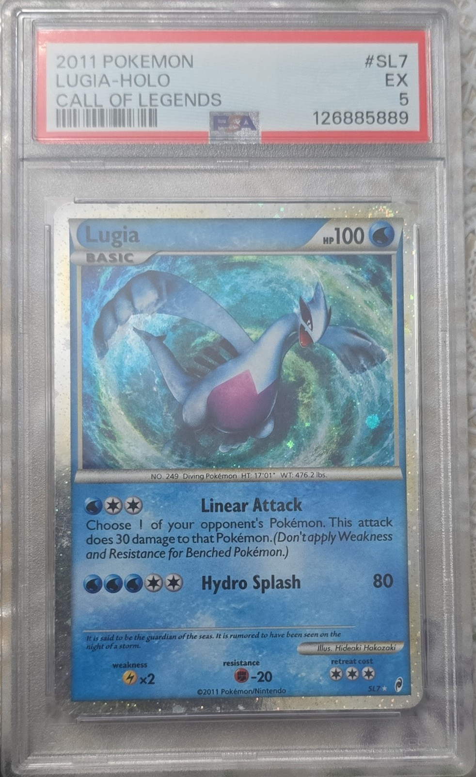 Pokémon TCG Lugia Shiny Holo Rare SL7 Call of Legends EX PSA 5 W/Swirl