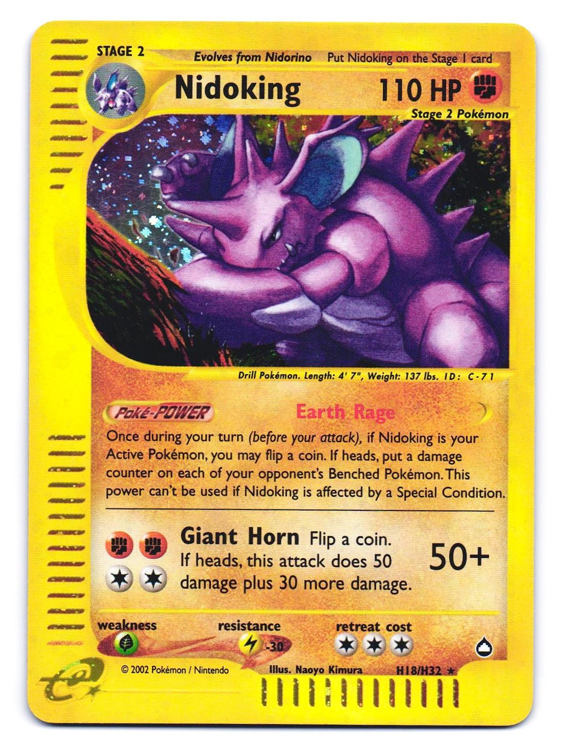 Nidoking H18/H32 Holo Rare Aquapolis Pokemon MP