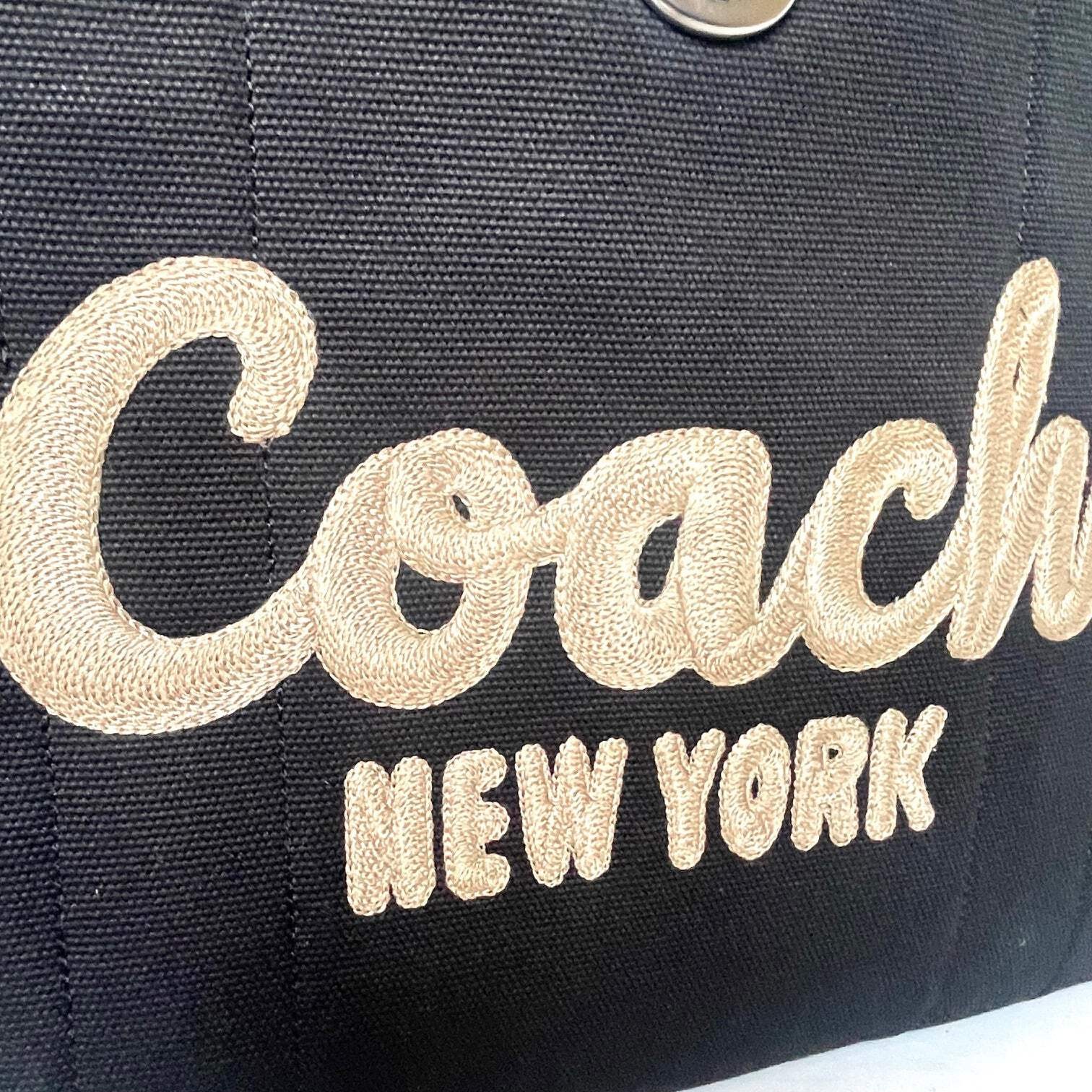 Coach Cargo Tote 42 Large Black Canvas Leather Lightweight Shoulder Bag CP163 thumbnail 5