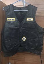 Vintage USA Made Black Leather Motorcycle Biker Vest Men s 48 XL FRMC 1 er