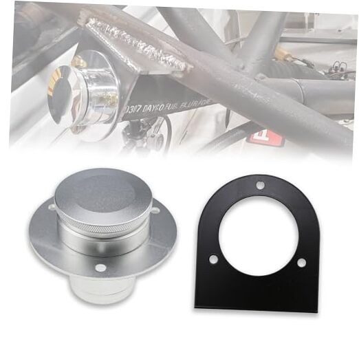 Aluminum Remote Fuel Tank Filler Neck with Gas Cap & Weld-On Steel Bracket, 