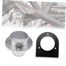 Aluminum Remote Fuel Tank Filler Neck with Gas Cap & Weld-On Steel Bracket, 