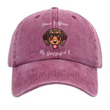 Unisex Dachshund Portrait Sweet Dog Dad Hat Vintage Washed Baseball Cap