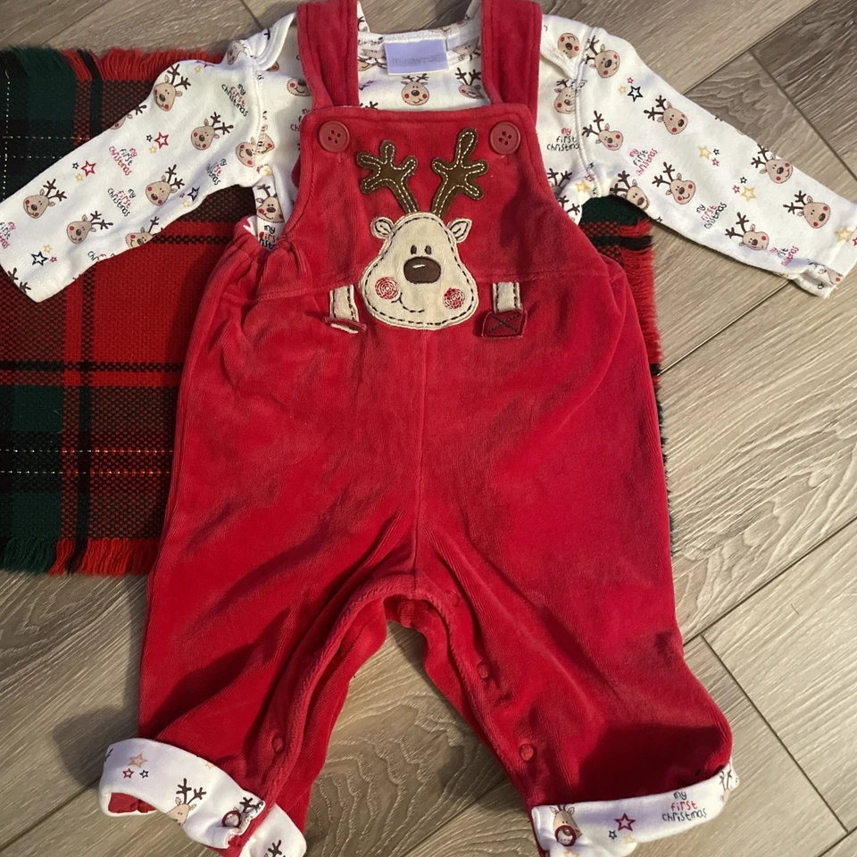 Miniwear vintage años 90 Y2K dos piezas 3-6M bebé reno Navidad conjunto mono  Foto 2 de 4