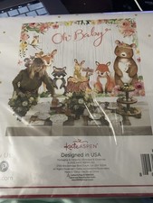 Baby Shower Banner Photo Backdrop Woodland Theme Animals Kate aspen pink