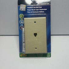 2-Monster Cable 140091-00 Just Hook It Up Ivory Plastic Coax/Phone Wall Plate