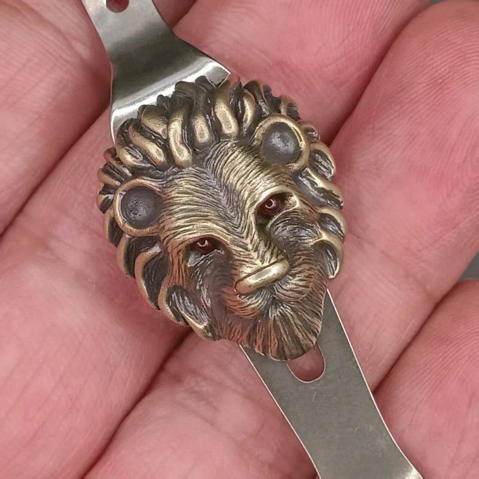 Custom Made Brass Lion Steel Pocket Clip and Filler Tab for Hinderer XM-18 3.5'' - Image 2 of 4