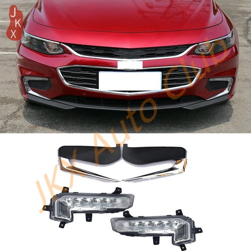 LED DRL Fog Light&Chrome Strip Bumper Bezels k For Chevrolet Malibu XL 16-18 - Picture 12 of 12