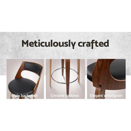 Artiss 2x Wooden Bar Stools Swivel Bar Stool Kitchen Dining Chair Wood Black - Picture 5 of 12