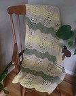 Large Vintage Crocheted Afgan Throw Blanket, 52" X 51". Neutral Colored