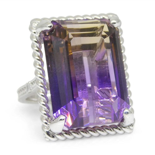 32ct Ametrine & Diamond Cocktail Ring set in 14k White Gold - Picture 4 of 24
