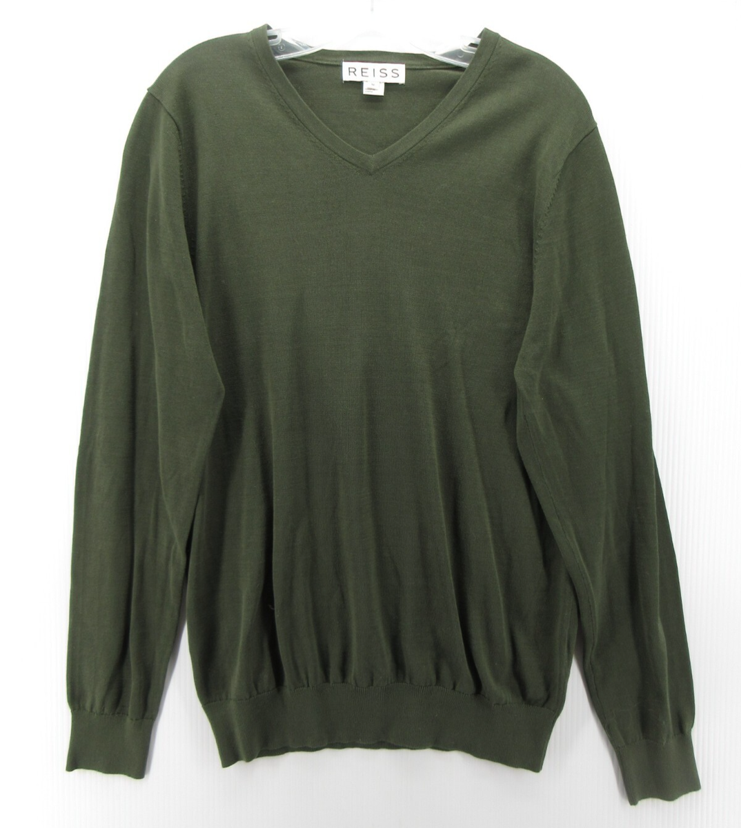 Reiss Sweater Men Medium Green Olive Pullover Classic Preppy
