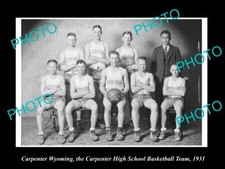 OLD LARGE HISTORIC PHOTO OF CARPENTER WYOMING HIGH SCHOOL BASKETBALL TEAM 1931