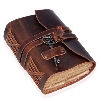 Leather Journal for Women Men Deckle Edge Paper Leather Notebook of 180 GSM B...